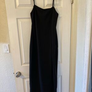 Black Lulus dress.  Long with side slit.